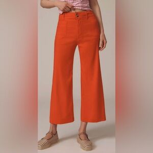 Anthropologie Maeve Colette Cropped Wide Leg Orange Pants Colette Cropped